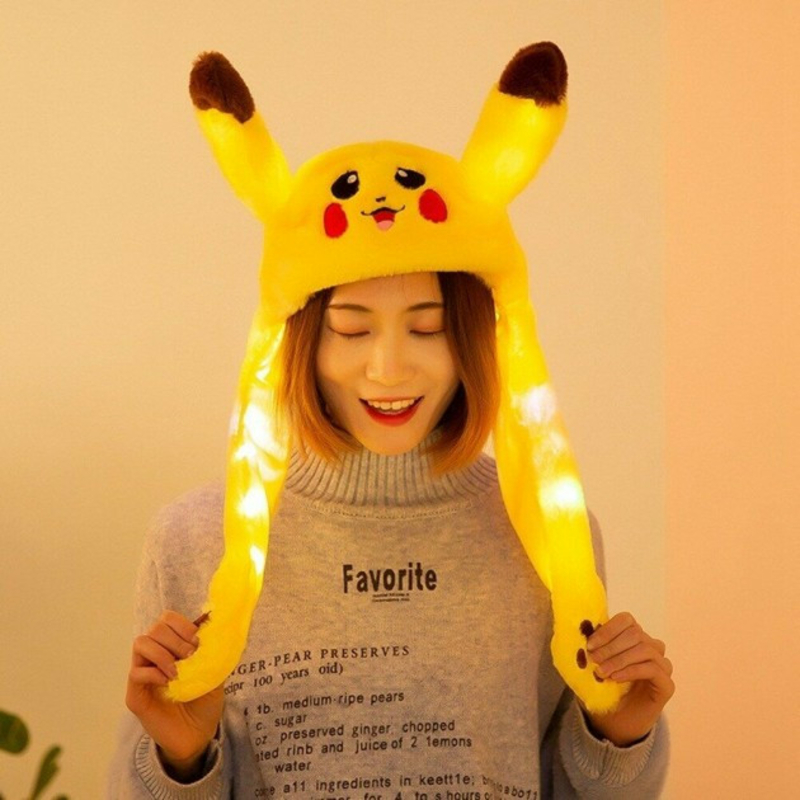 Светящаяся шапка с двигающимися ушами пикачу, Pikachu. Зверошапка, photo number 2