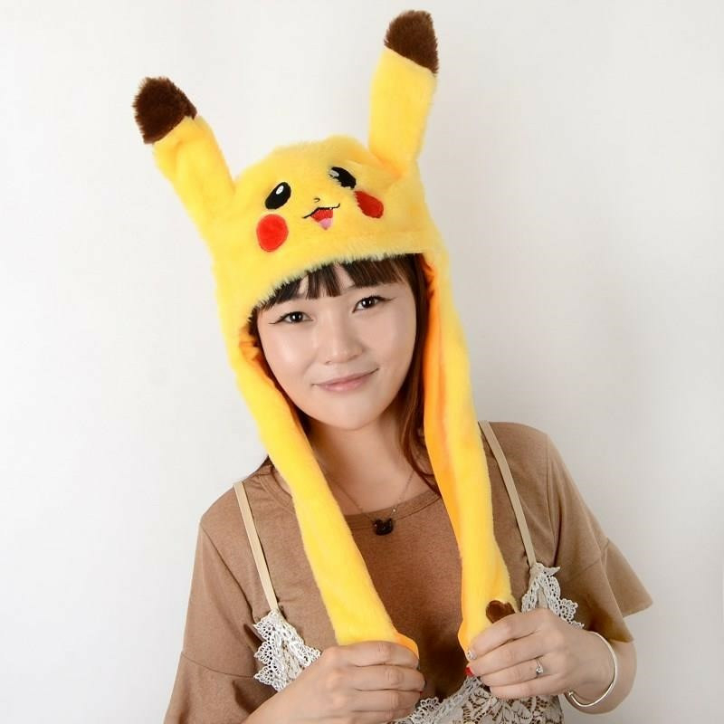 Светящаяся шапка с двигающимися ушами пикачу, Pikachu. Зверошапка, фото №5