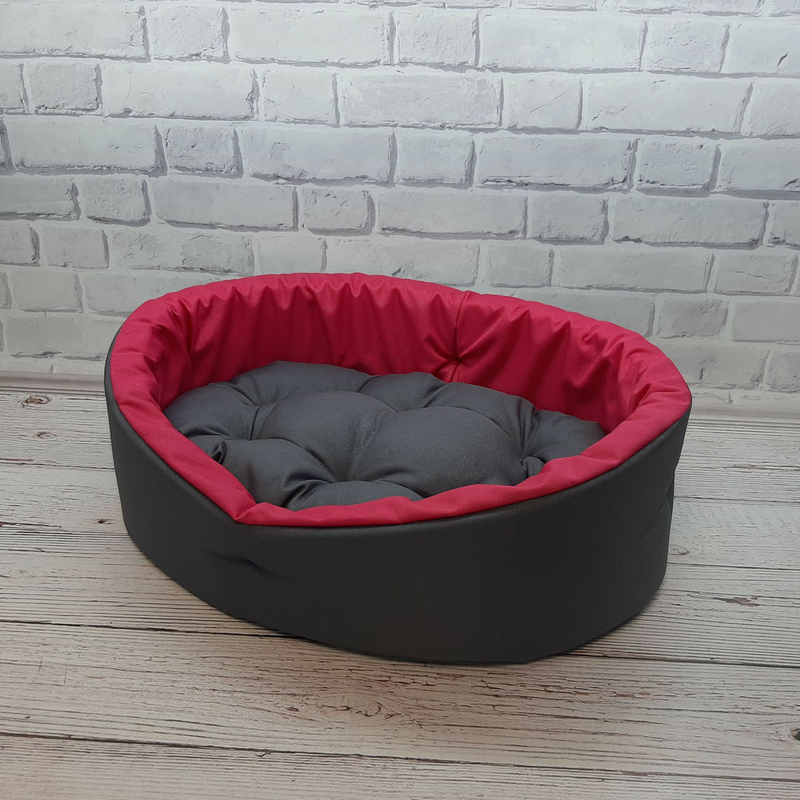 Лежанка для животных, лежак для собак и кошек. Серый с красным, фото №5