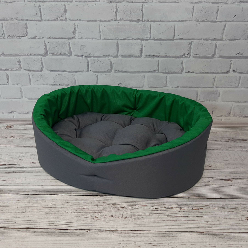 Кровать для животных, лежак для собак и кошек. Серый с зеленым., фото №3