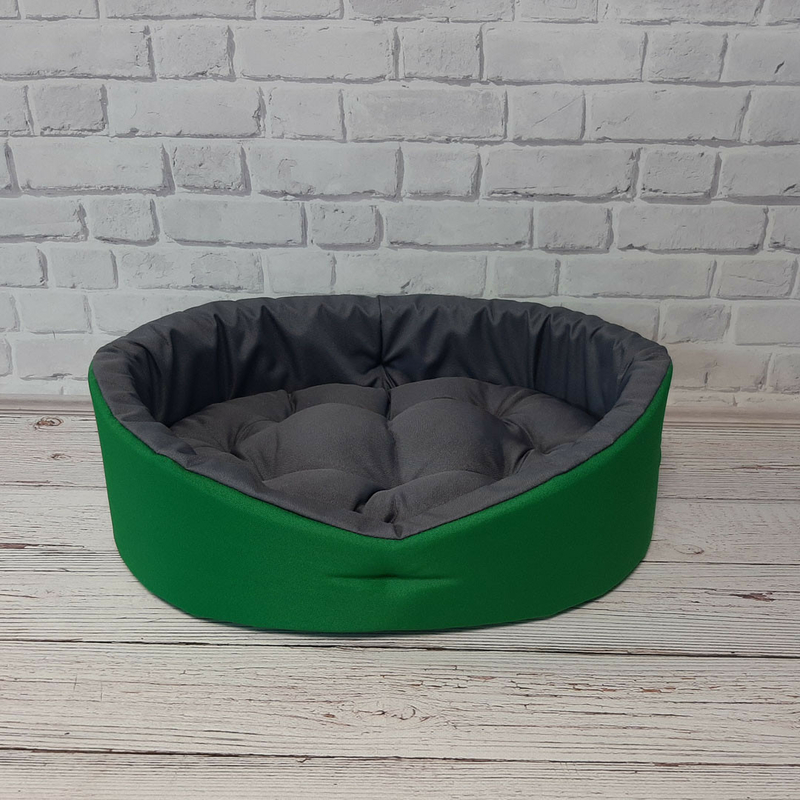 Лежак двухсторонний для собак и кошек. Зеленый с серым, фото №5
