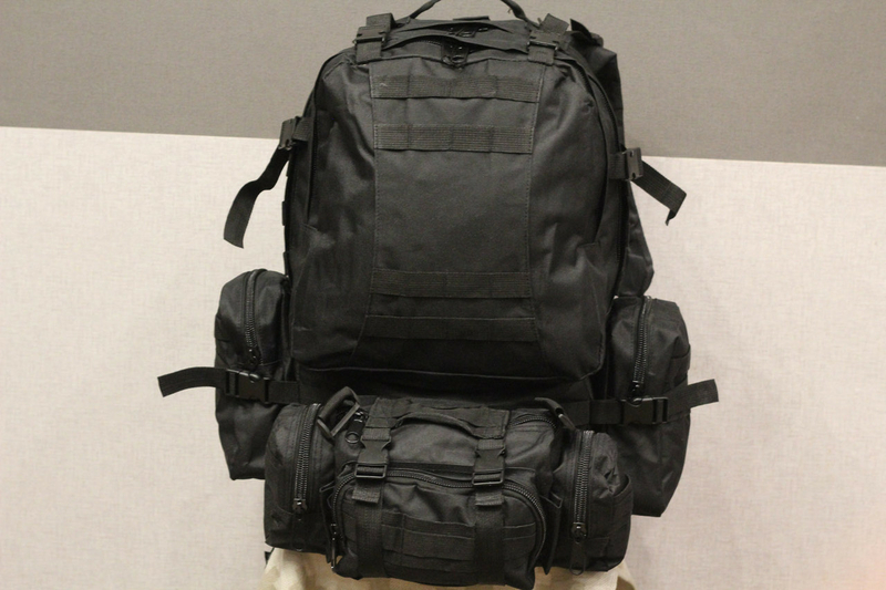 Тактический Штурмовой Военный Рюкзак с подсумками на 50-60 литров Black (1004 черный), фото №6