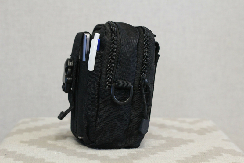 Тактическая универсальная (поясная) сумка - подсумок с ремнём Mini warrior с системой M.O.L.L.E (с101 черная), фото №4