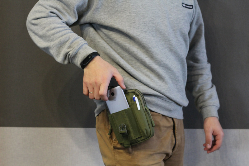 Тактическая универсальная (поясная) сумка - подсумок Mini warrior с системой M.O.L.L.E Olive (001 олива), фото №6