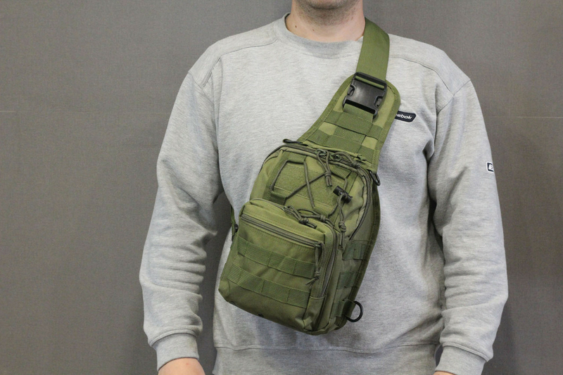 Тактическая - штурмовая универсальная сумка на 6-7 литров с системой M.O.L.L.E  (095 олива), фото №5