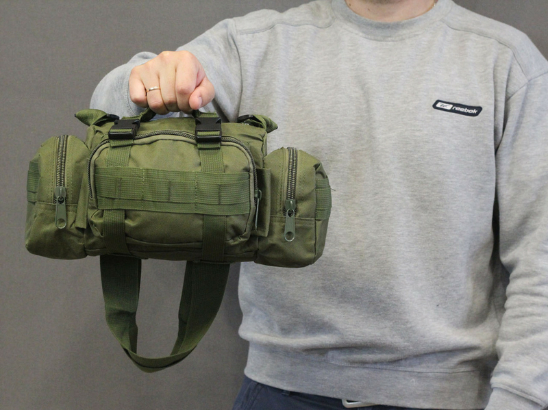 Тактическая универсальная (поясная, наплечная) сумка с системой M.O.L.L.E Black (104 олива), фото №2