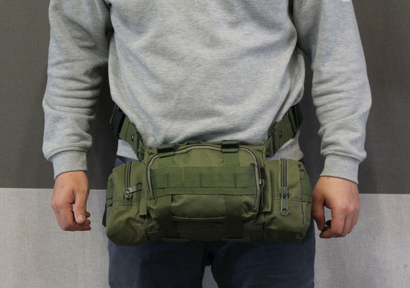 Тактическая универсальная (поясная, наплечная) сумка с системой M.O.L.L.E Black (104 олива), фото №4