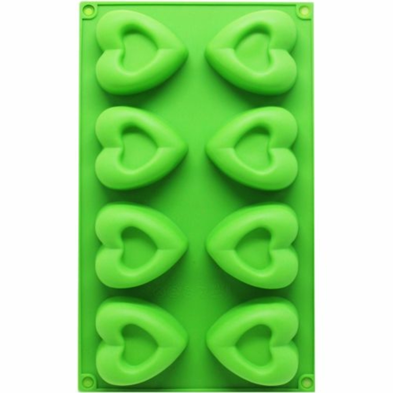 Форма для льда силиконовая "Сердечки" (зеленый)