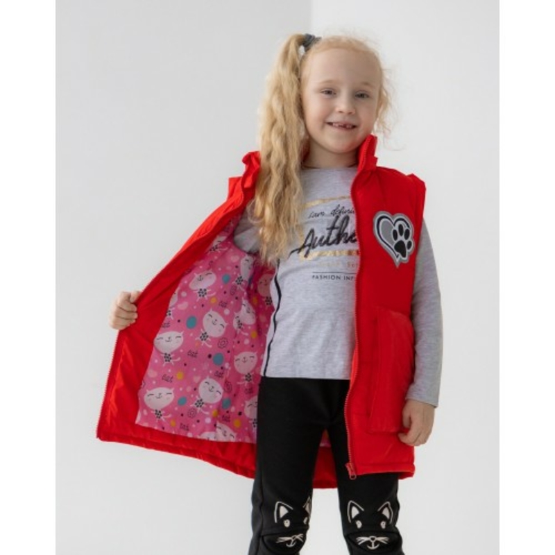Дитяча куртка жилетка з світловідбиваючими елементами Nyusya червона 110 ріст 1061a110, фото №8