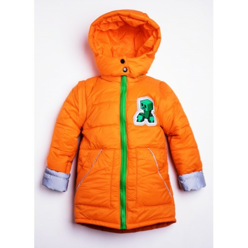 Дитяча куртка жилетка з світловідбиваючими елементами MineCraft помаранчева 104 ріст 1062c104, photo number 2