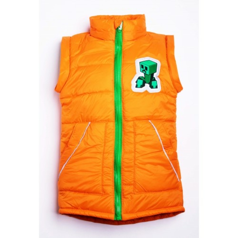 Дитяча куртка жилетка з світловідбиваючими елементами MineCraft помаранчева 110 ріст 1062c110, фото №4