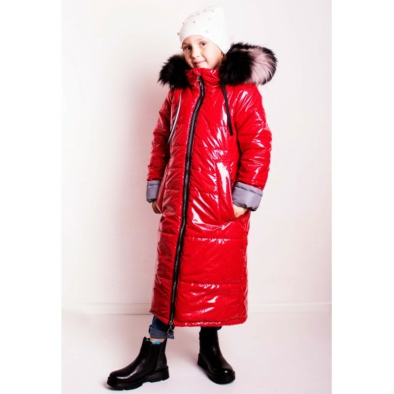 Зимове супер довге пальто Climber зі світловідбивачами червоне 146 ріст 1065a146, фото №2