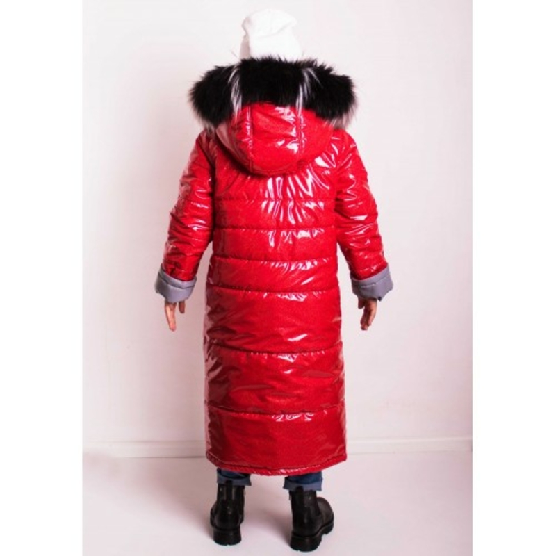Зимове супер довге пальто Climber зі світловідбивачами червоне 146 ріст 1065a146, фото №3