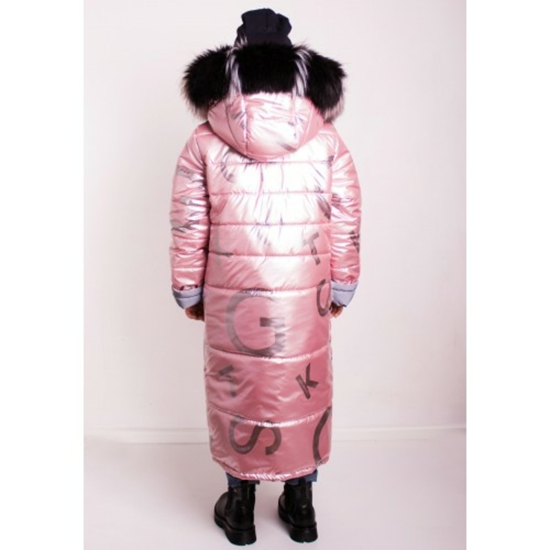 Зимове супер довге пальто Climber зі світловідбивачами пудра 152 ріст 1065c152, numer zdjęcia 4
