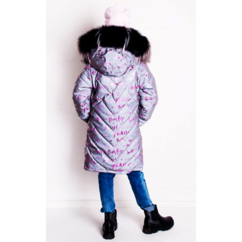 Зимове пальто з світловідбиваючої рефлективної тканини Gold Rozovyy 110 зріст 1053b110, фото №3