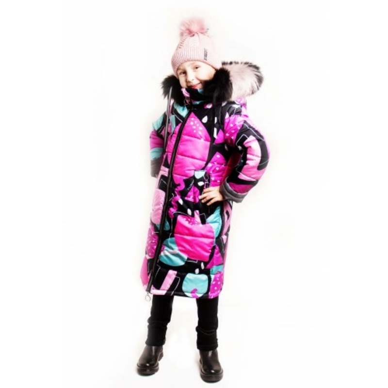 Зимове супер довге пальто Climber Print зі світловідбивачами 110 ріст 1065d110, фото №2