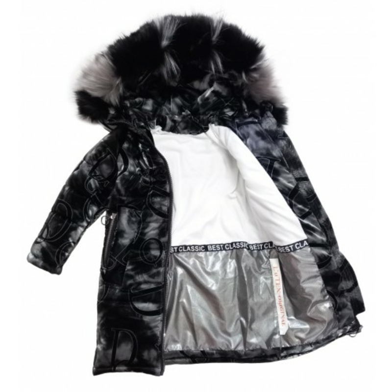 Зимове супер довге пальто Bahiriya зі світловідбивачами чорне 152 ріст 1066c152, фото №3