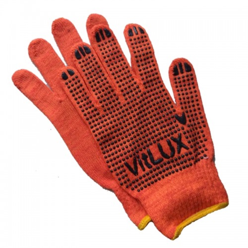 Перчатки VitLux ХБ оранжевые с ПВХ точкой