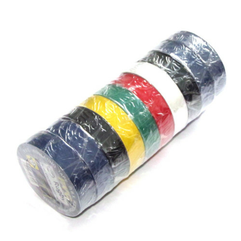 Изолента ПВХ RUGBY 20м цветная ассорти (упаковка 10 шт)