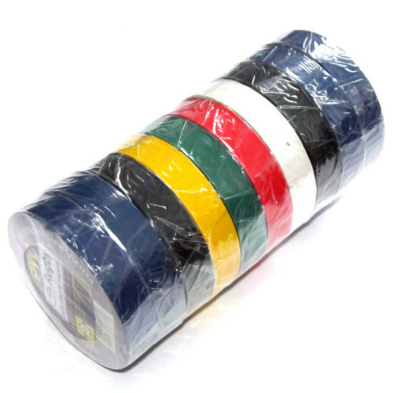 Изолента ПВХ RUGBY 50м цветная ассорти (упаковка 10 шт)