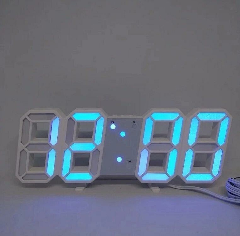 Электронные Led часы с будильником и термометром Ly 1089, blue, фото №2