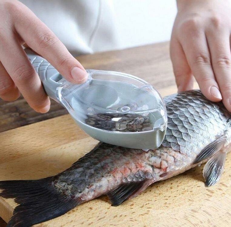 Рыбочистка ручная нож для чистки рыбы с контейнером, фото №4