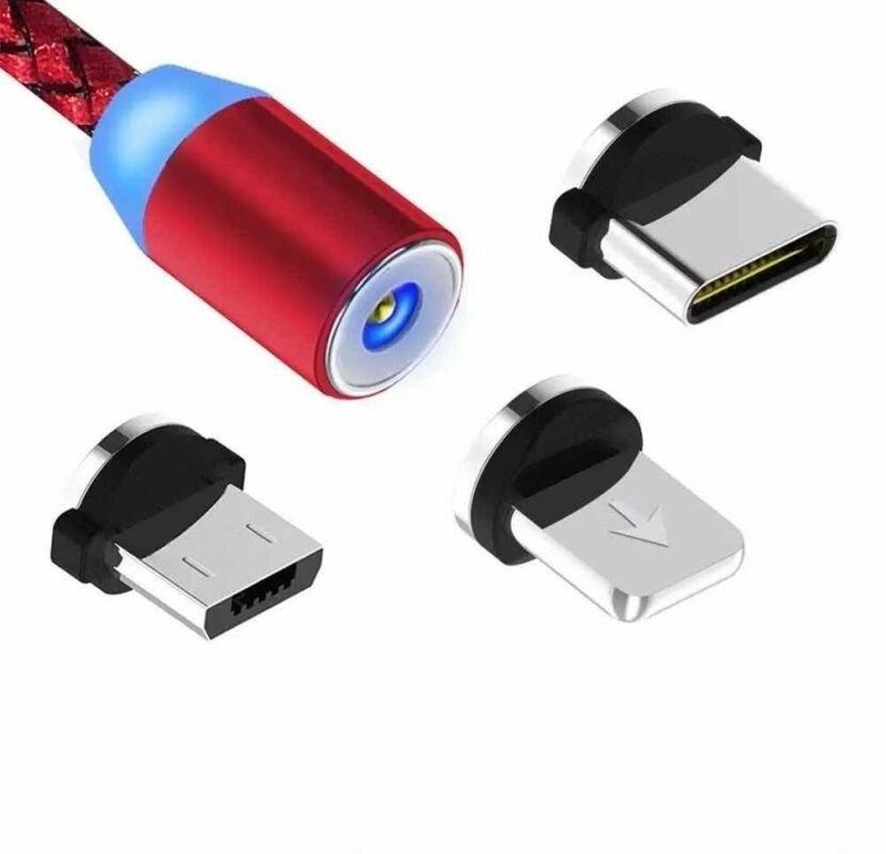 3 в 1 Магнитный кабель USB - Lightning для Apple, Micro Usb, Type-C с подсветкой, numer zdjęcia 4