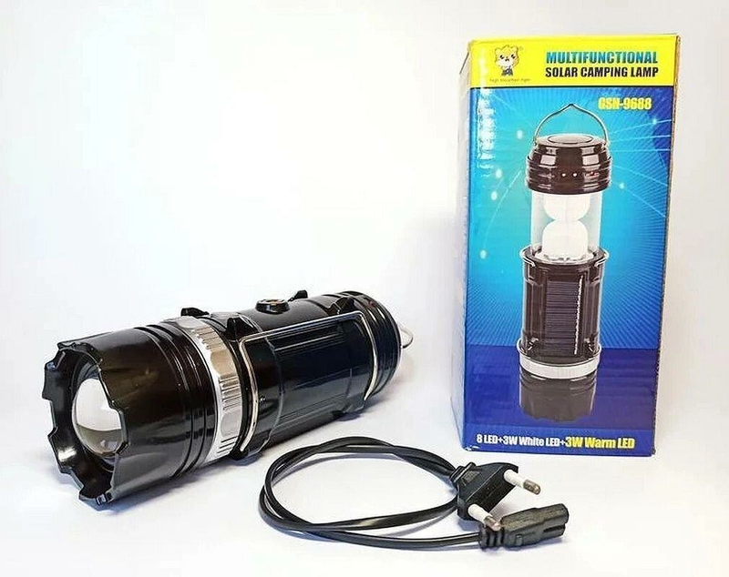 Кемпинговый фонарь Gsh-9688 black (солнечная панель, power bank), фото №2