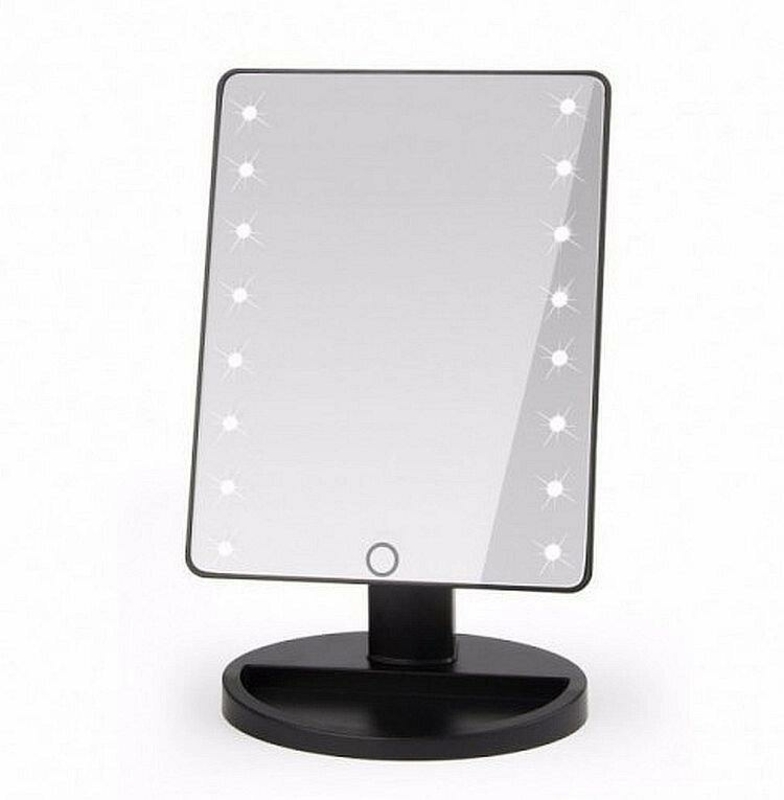 Зеркало для макияжа с подсветкой Large Led Mirror black, 16 led, numer zdjęcia 2