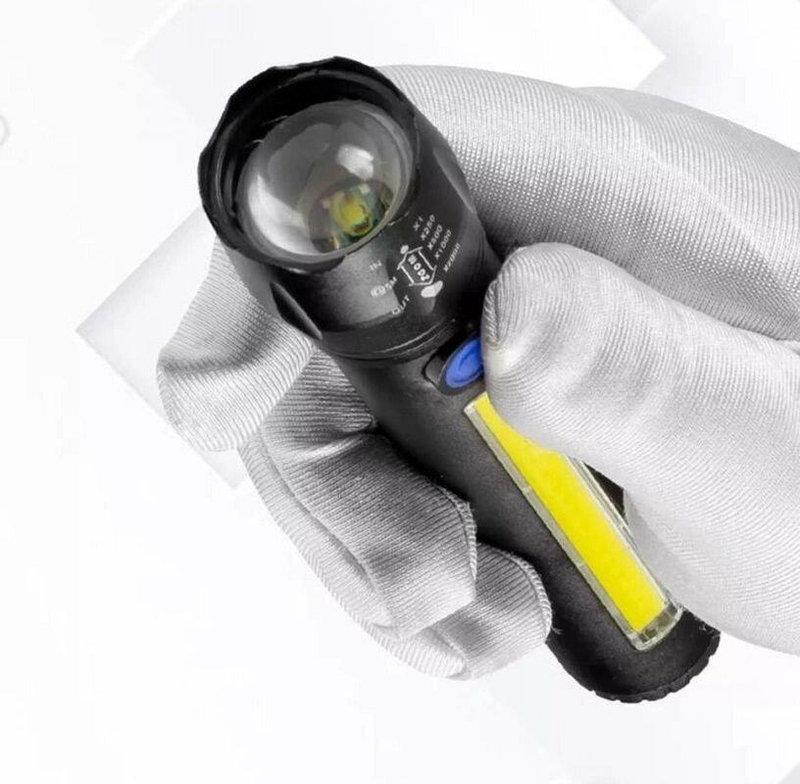 Ручной аккумуляторный фонарь Flashlight C62, cob+led, фото №4