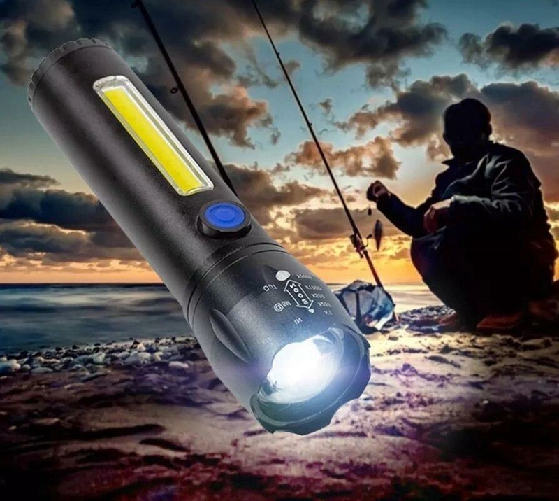 Ручной аккумуляторный фонарь Flashlight C62, cob+led, фото №5