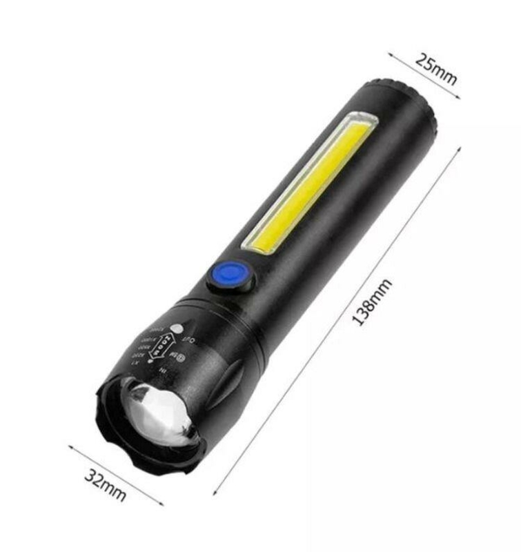Ручной аккумуляторный фонарь Flashlight C62, cob+led, фото №7