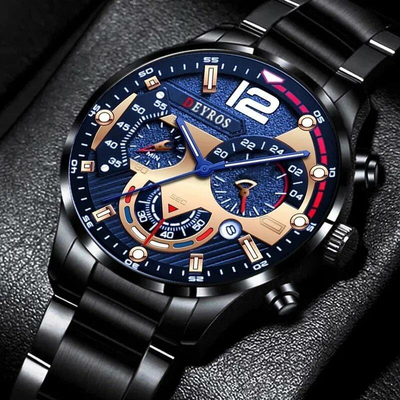 Мужские наручные часы Deyros, black, фото №4