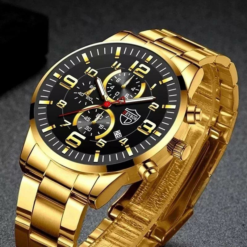 Мужские наручные часы Deyros, gold black, фото №4