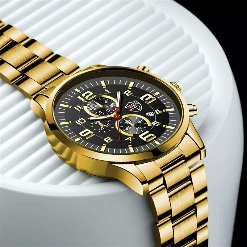 Мужские наручные часы Deyros, gold black, фото №5
