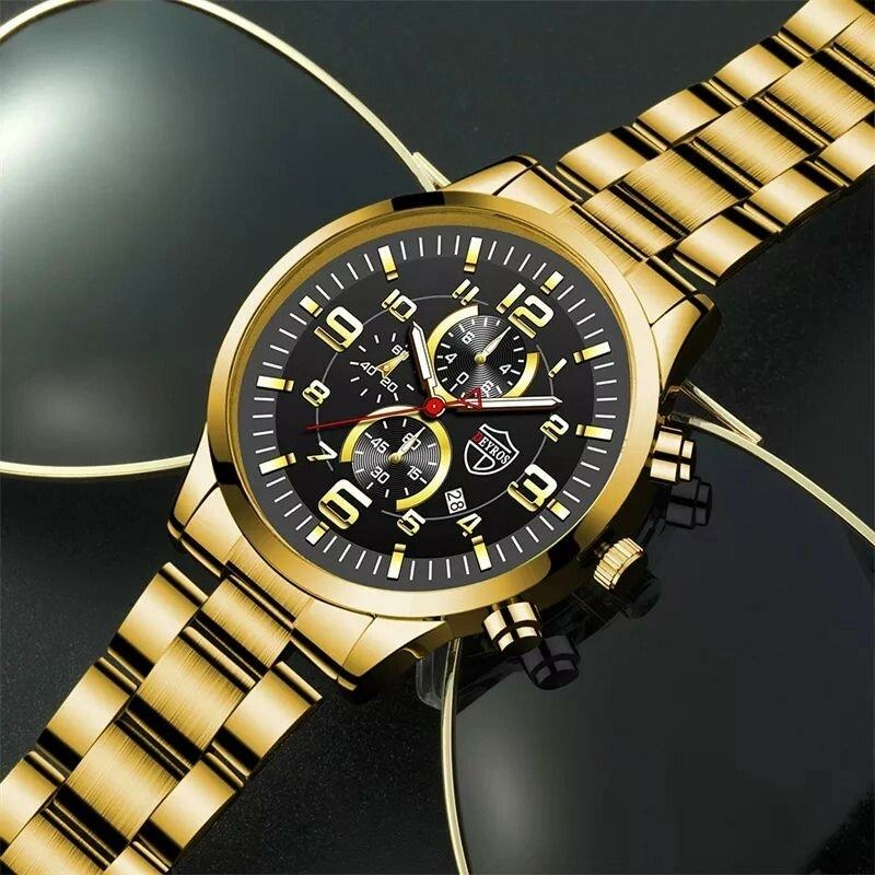 Мужские наручные часы Deyros, gold black, фото №6