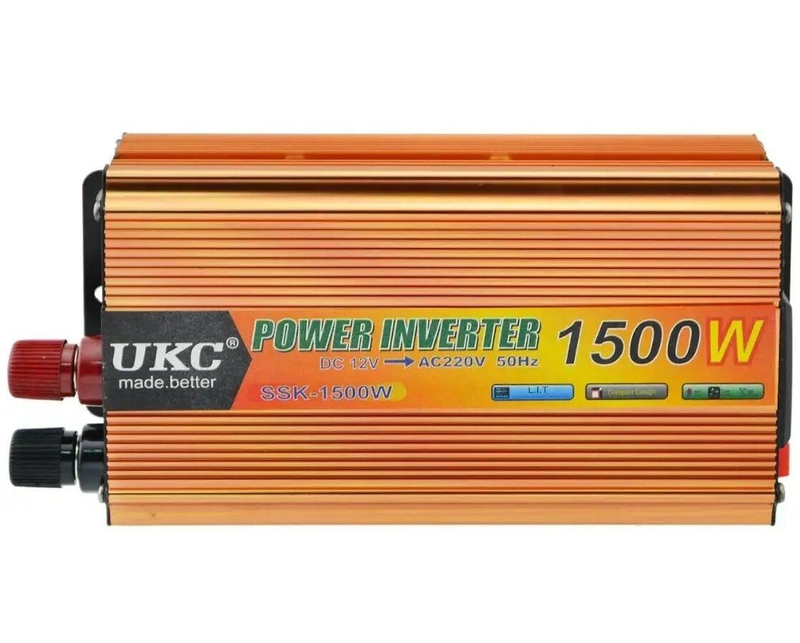 Инвертор преобразователь напряжения Ukc Power Invertor 12v-220v 1500w, gold, фото №3