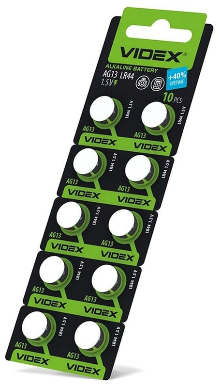 Батарейка щелочная часовая Videx Ag13, Lr44 1,5v (10 шт в блистере)