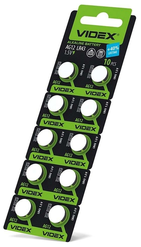 Батарейка щелочная часовая Videx Ag12, Lr43 1,5v (10 шт в блистере)