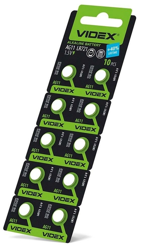 Батарейка щелочная часовая Videx Ag11, Lr721 1,5v (10 шт в блистере)
