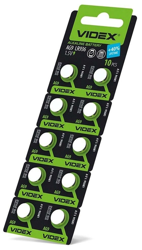 Батарейка щелочная часовая Videx Ag9, Lr936 1,5v (10 шт в блистере)