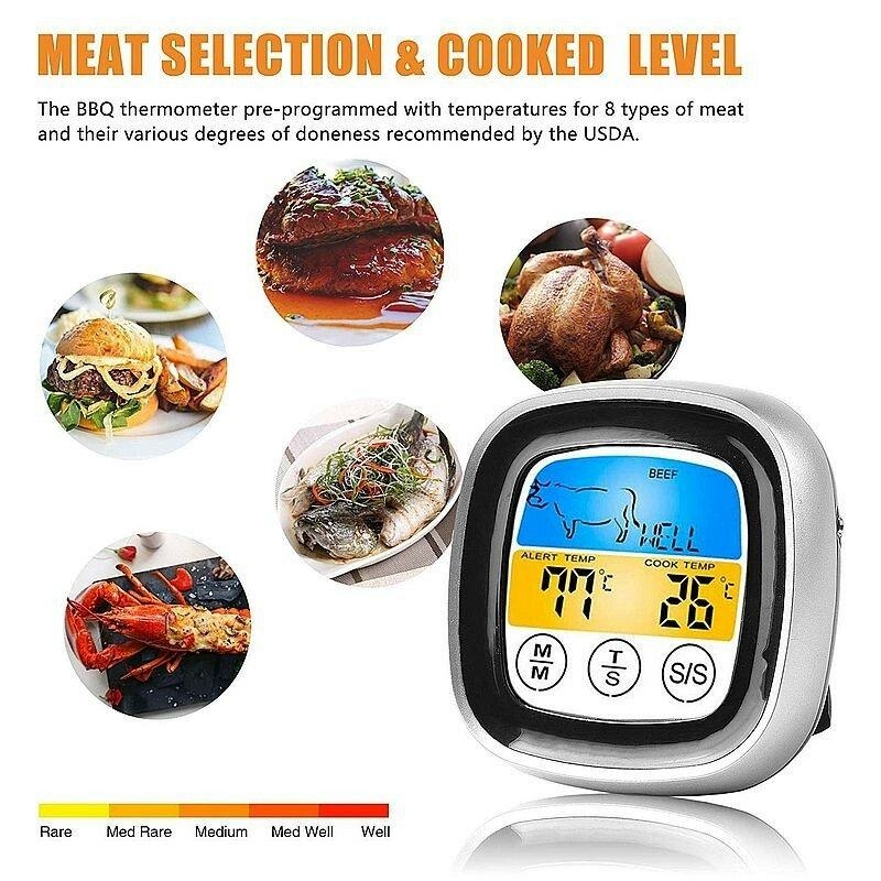 Пищевой термометр для кухни для приготовления мяса, барбекю с выносным щупом и таймером, photo number 4