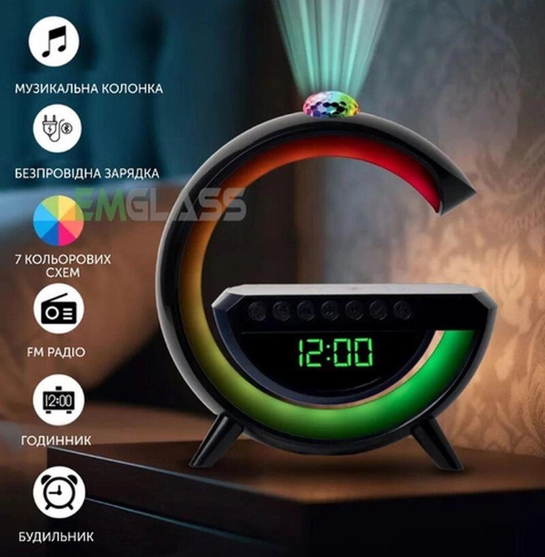 Ночник настольная Rgb Smart лампа Bt-3402 с колонкой и беспроводной зарядкой 15 Вт, photo number 4