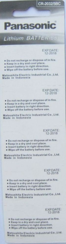 Набор литиевых батареек Panasonic, GP CR2032 (3V), 5шт