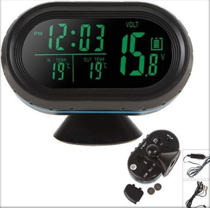 Автомобильные часы, термометр, вольтметр VST-7009, фото №2