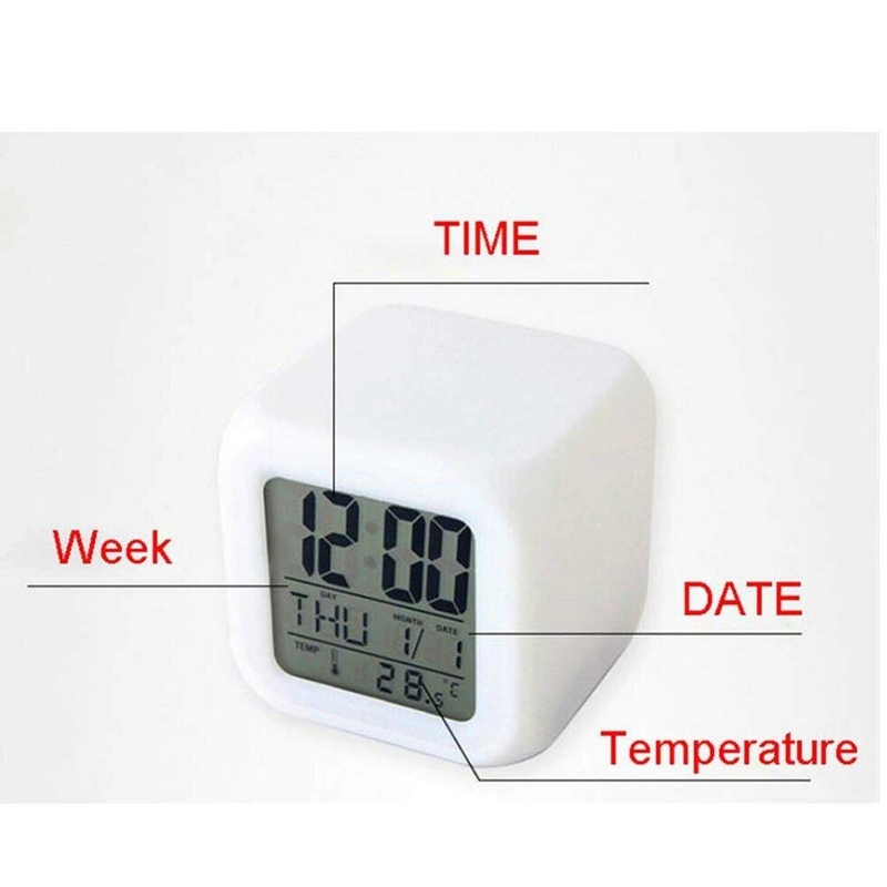 Часы будильник с термометром, ночник, хамелеон, фото №4