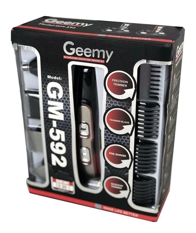 Аккумуляторная машинка для стрижки Geemy Gm-592,  10 в 1 (набор для стрижки волос и бороды), фото №4