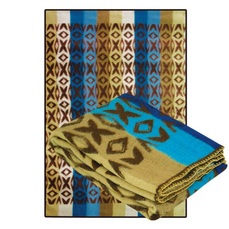 Одеяло полушерстяное Ярослав голубо-коричневое, фото №2