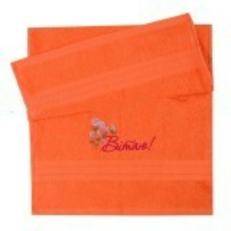 Махровое полотенце с вышивкой "Вітаю" 50*90 см оранжевый