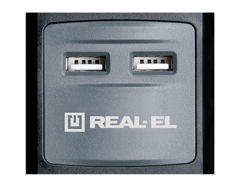 Удлинитель REAL-EL RS-3 USB CHARGE 1.8m черный, фото №4